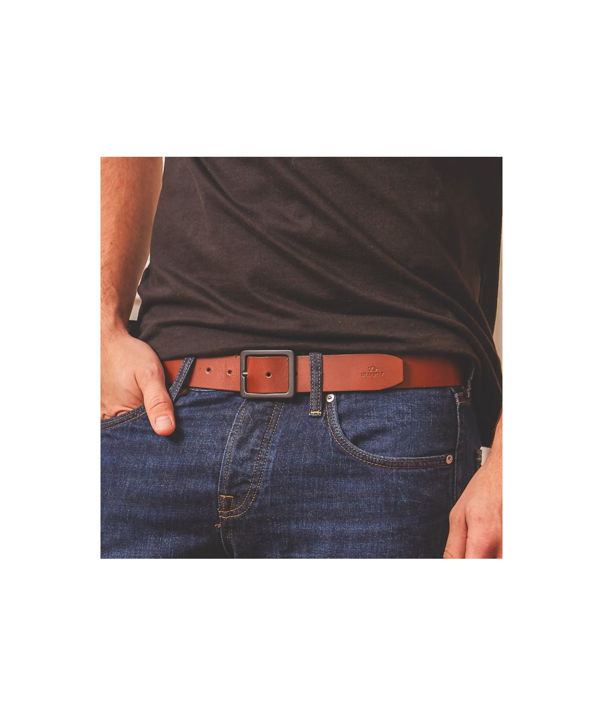 CEINTURE CUIR COGNAC
